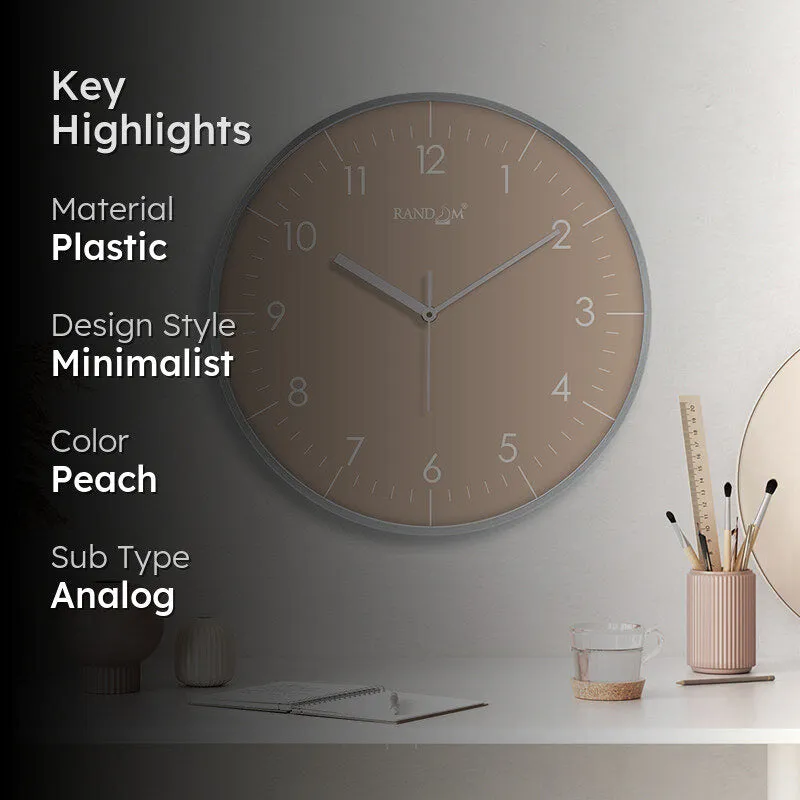 Benot Silver Analog Wall Clock - Peach media 2