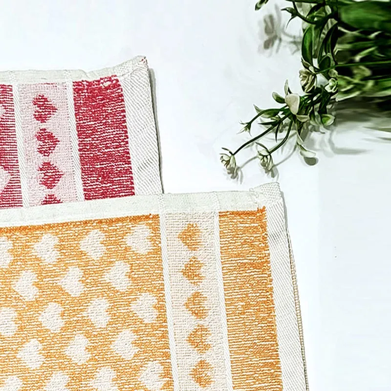 Love Lace Cotton Hand Towel (Orange & Pink) - Set Of Two media 2
