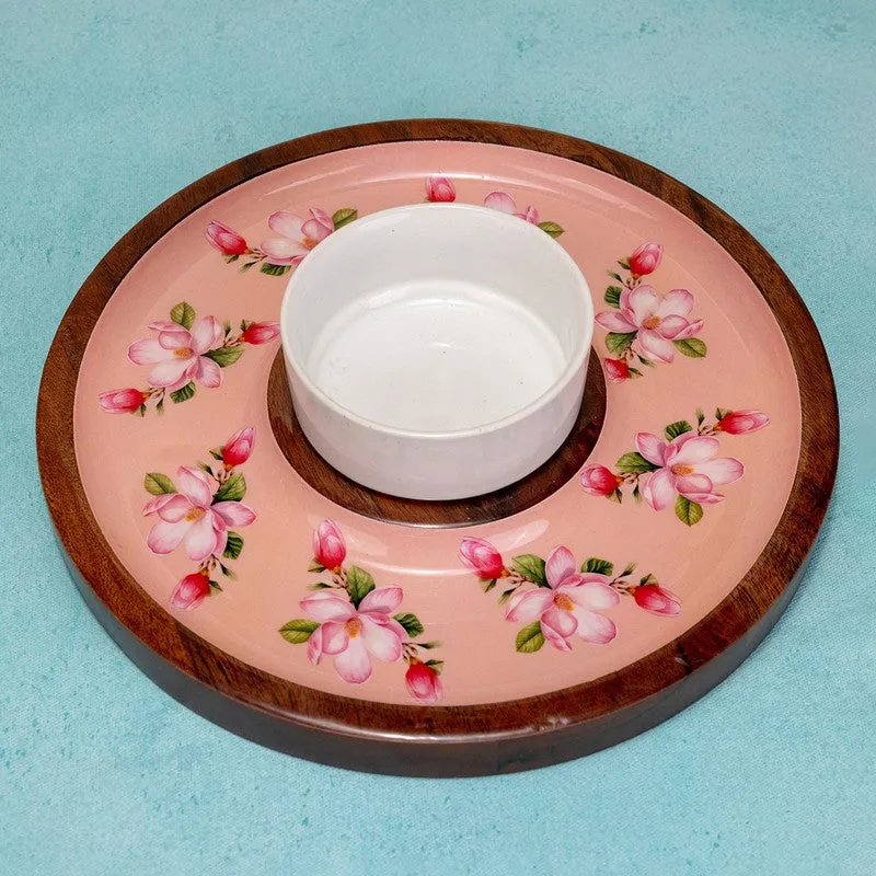 Maple Mark Dessert (Wood,Ceramic) Platter - Two Piece Set media 4