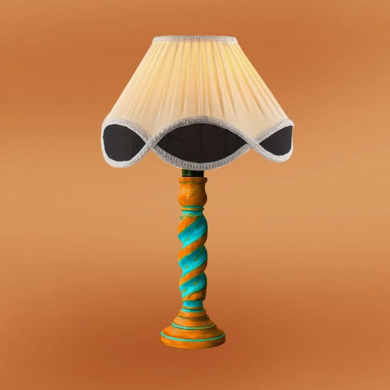 Elara Zylo Wooden Table Lamp - OffWhite media 6