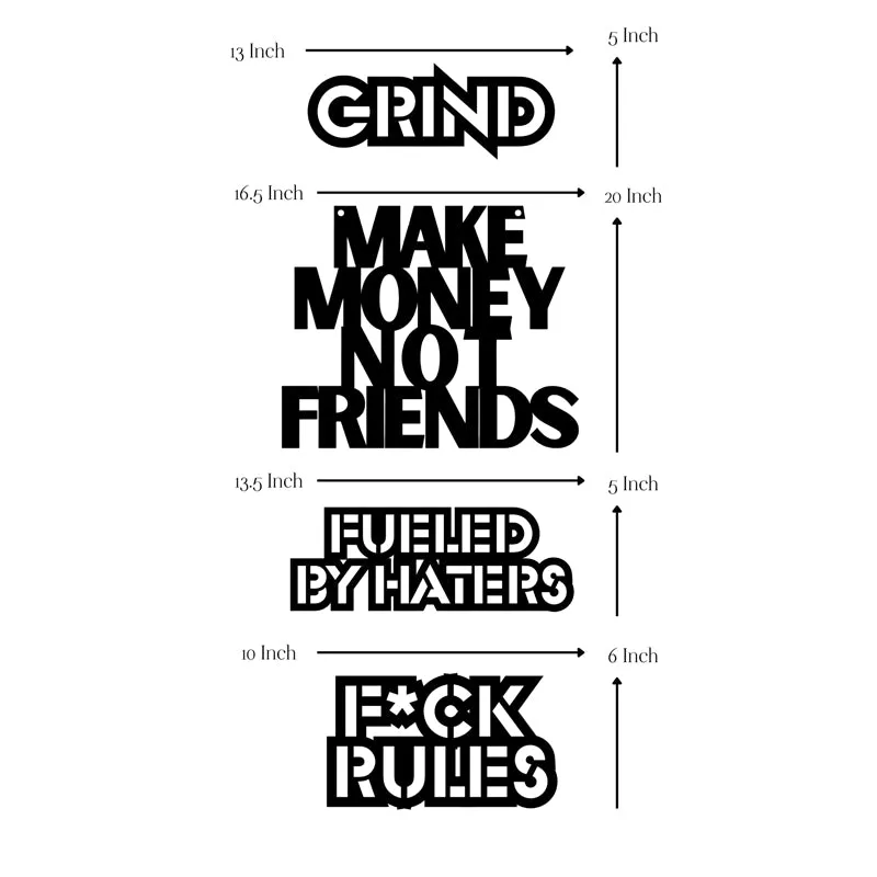 Make Money Typography Iron Wall Accent - Set Of Four media 5