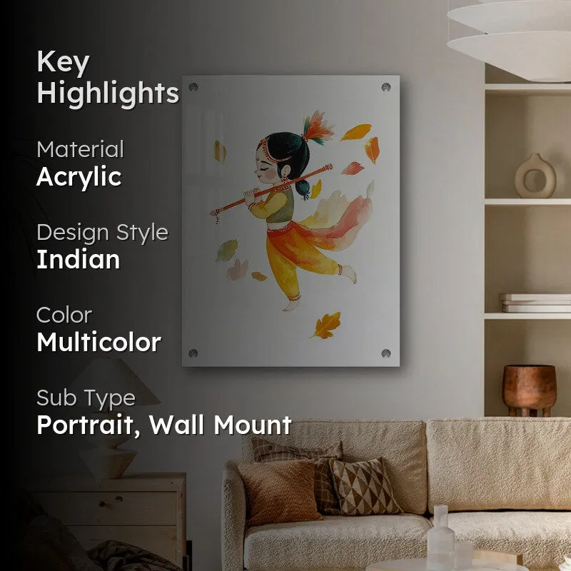 Melody of the Flute Girl Acrylic Wall Art media 2