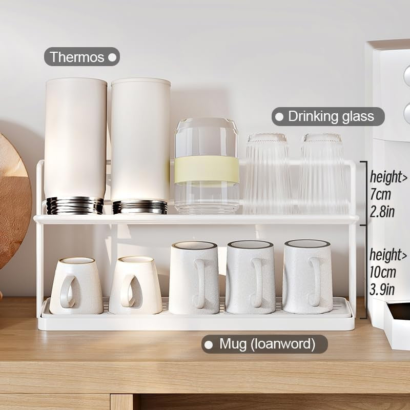 Cupora 2-Tier Cup Rack with Tray - White media 9