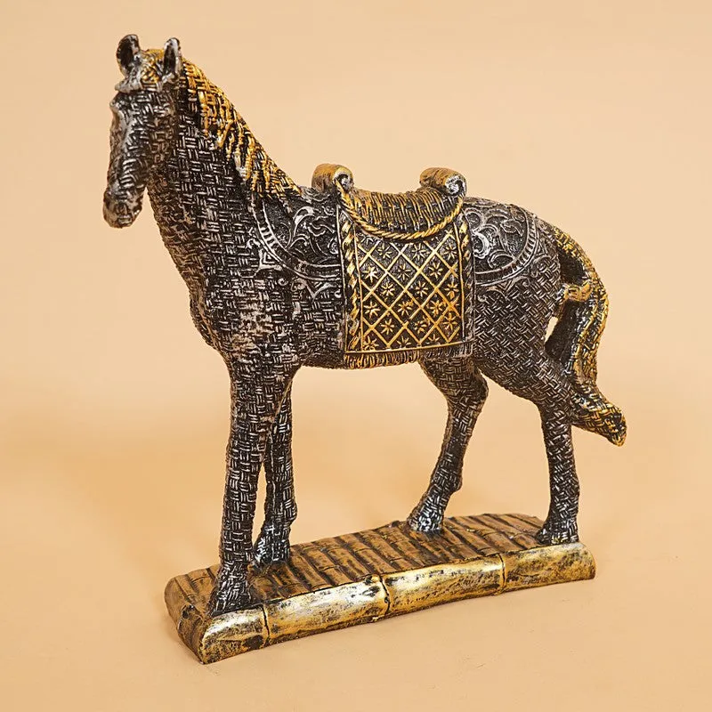 Royal Golden Saddle Horse Statue media 6