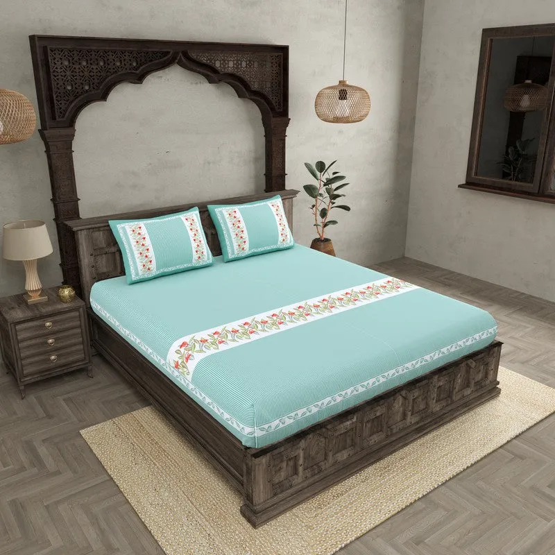 SignatureRest Cotton Bedsheet (Teal) - 180 TC media 1