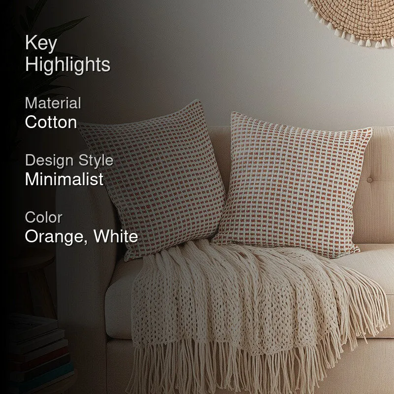 Thalor Whisper Cushion Cover (Orange,White) - Set Of Two media 2