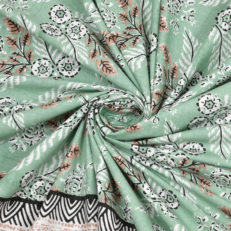 Bloomix Cotton Bedsheet (Green,Grey) - 240 TC media 5