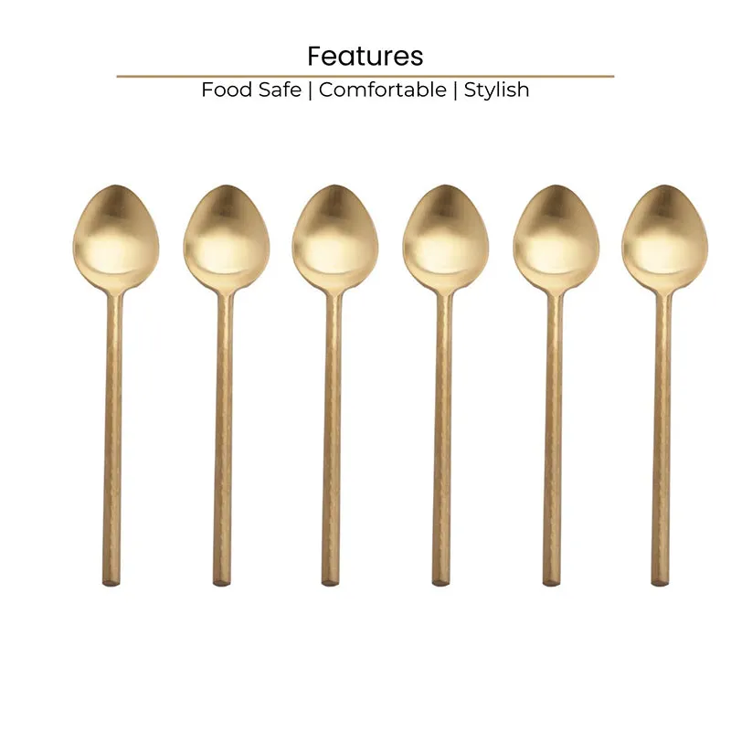 Zarifa Stainless Steel Spoon Set (Gold) - Set Of Six media 5