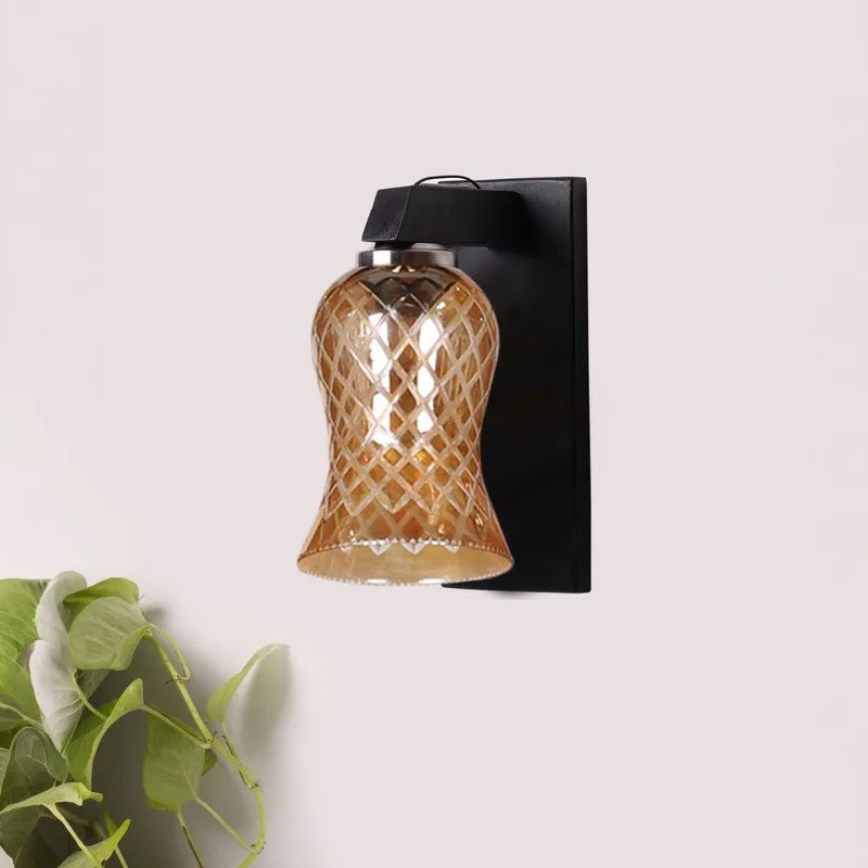 Crystal Lattice Wooden Base Glass Wall Lamp media 3