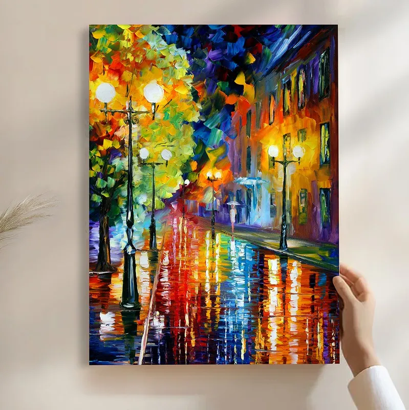City Lights in Rain Wall Art media 2