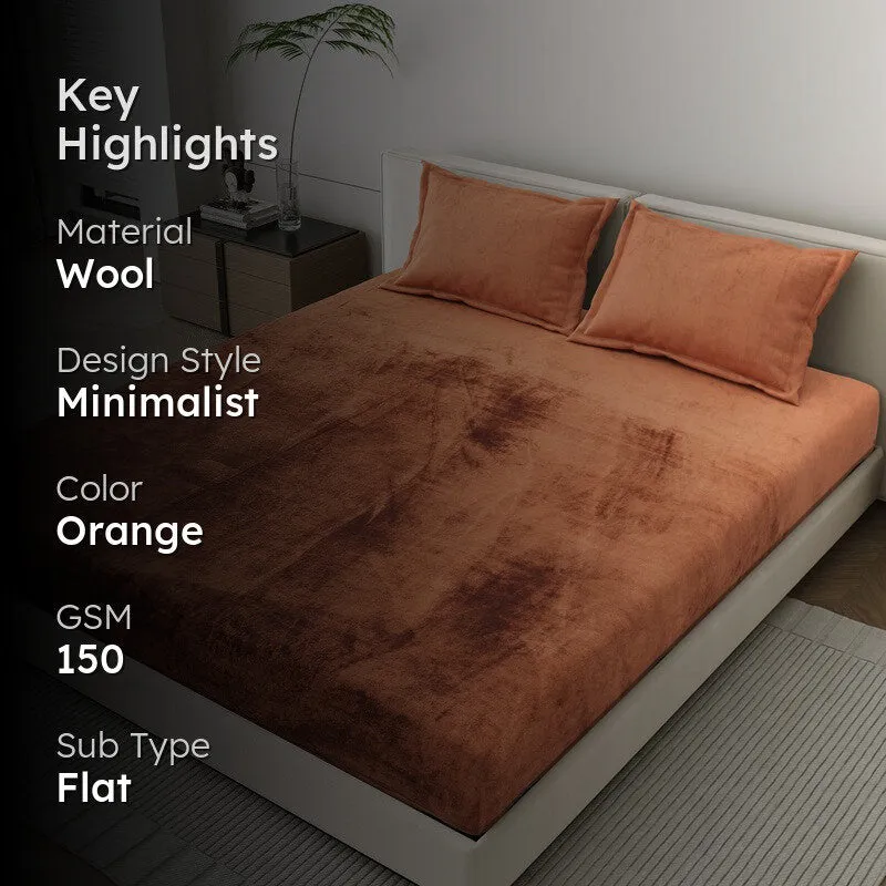 VelvetDream Woolen Bedsheet (Rust Orange) - 150 GSM media 2