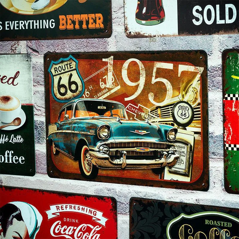 1957 Moto Route 66 Retro Metal Wall Accent media 1