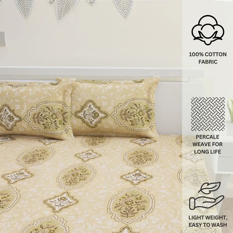 Serene Sleep Cotton Bedsheet (Beige) - 144 TC media 11