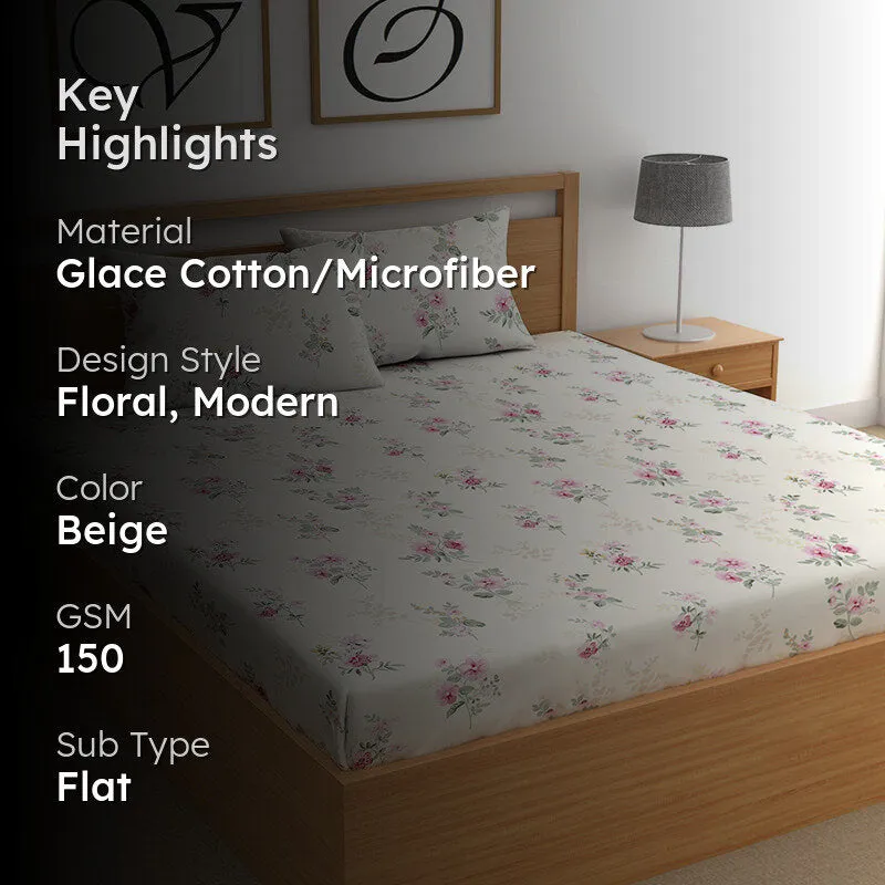 Misty Flora II Microfiber Bedsheet (Grey) - 150 GSM media 2