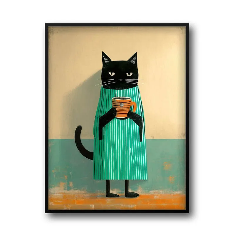 Quirky Cat Graphics Wall Painting With Frame media 3