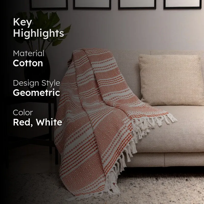 Urban Space Terrane Geometric Cotton Throw - Red media 2