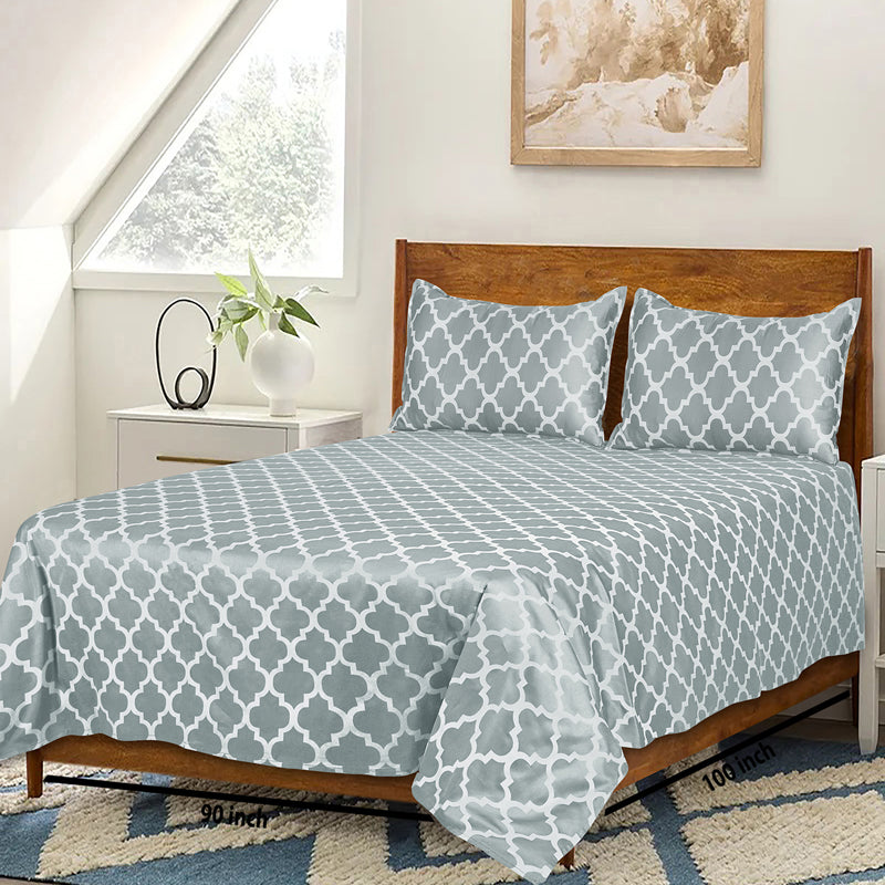Saral Home Tangier Cotton Bedsheet (Grey) - 300 TC media 6