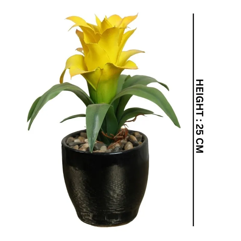 Artificial Small Ginger Lily Bonsai Plant With Ceramic Pot (Yellow) - 0.7 Feet media 5