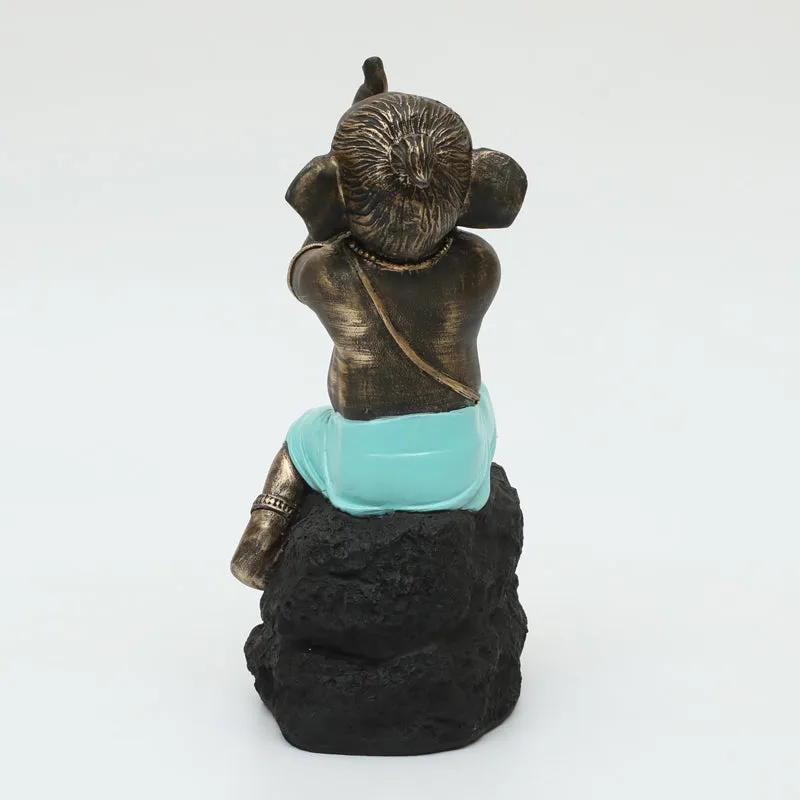 Playful Vinayaka Showpiece - Brown, Blue media 6