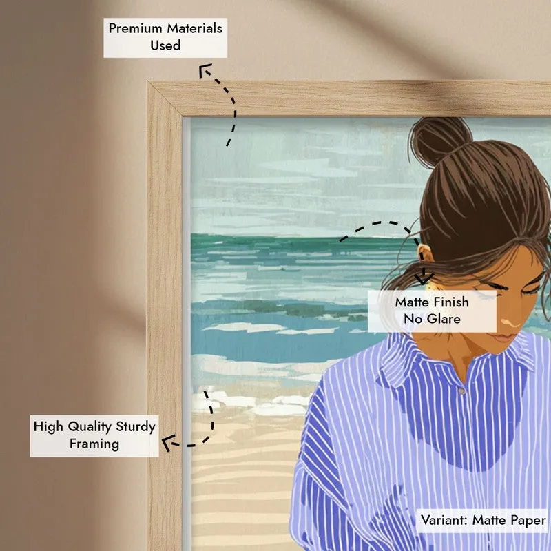 Sandy Shore Canvas Wall Painting - Brown Frame media 7