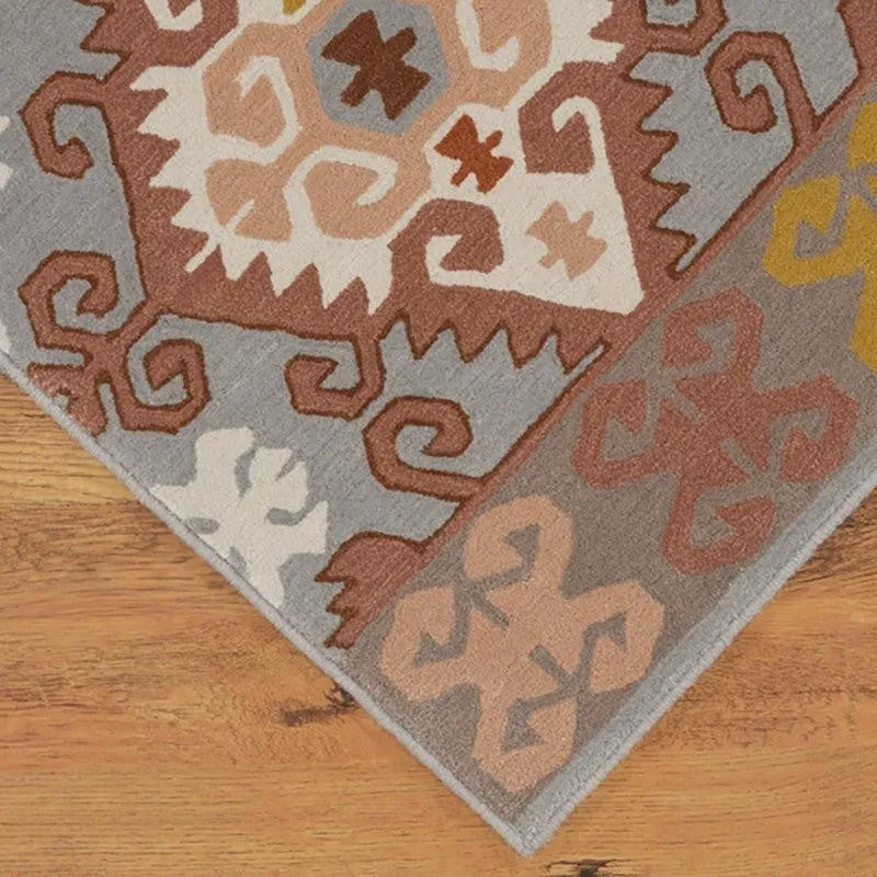 Fredegar Hand Tufted Ethnic Wool & Nylon Carpet - Grey media 3