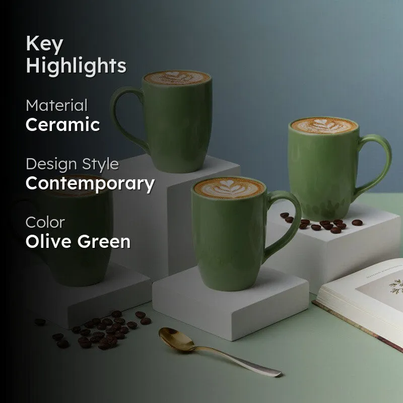 Kopi Ceramic Coffee Mug (Green/350 mL Each) - Set Of Four media 2