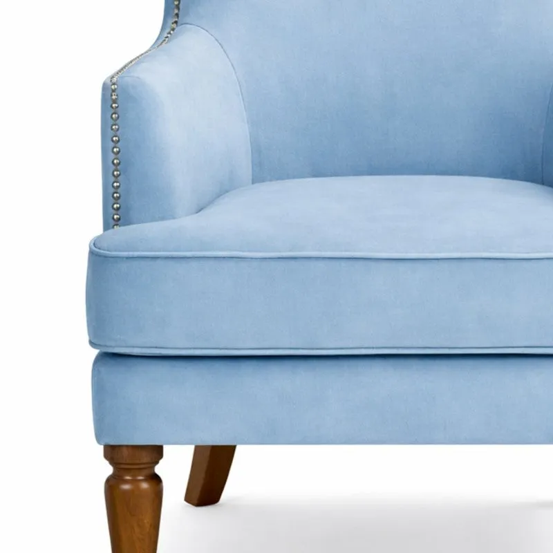 Elysian Teak Wood & Velvet Regal Lounge Chair - Blue media 5