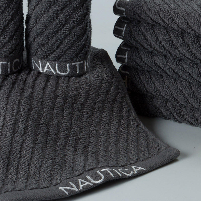 Nautica Riviera Soft Cotton Hand & Face Towel (Dark Grey) - Set Of Eight media 3
