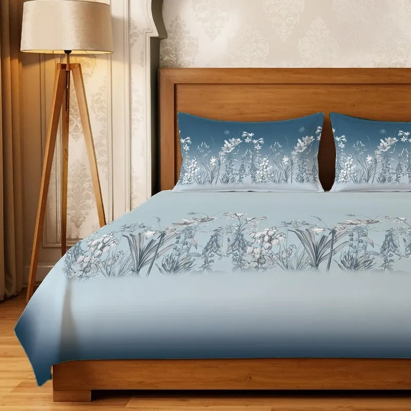 Urban Space SubtleGlam Fitted Cotton Bedsheet (Blue) - 300 TC media 3