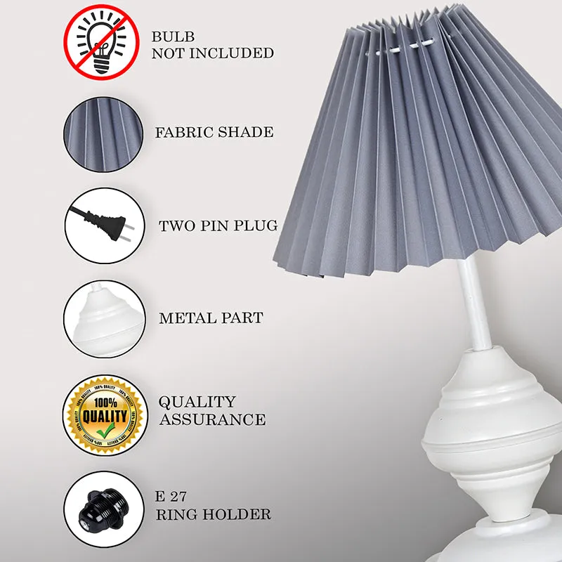 French Pleat Orbin Metal Table Lamp - Grey,White media 4