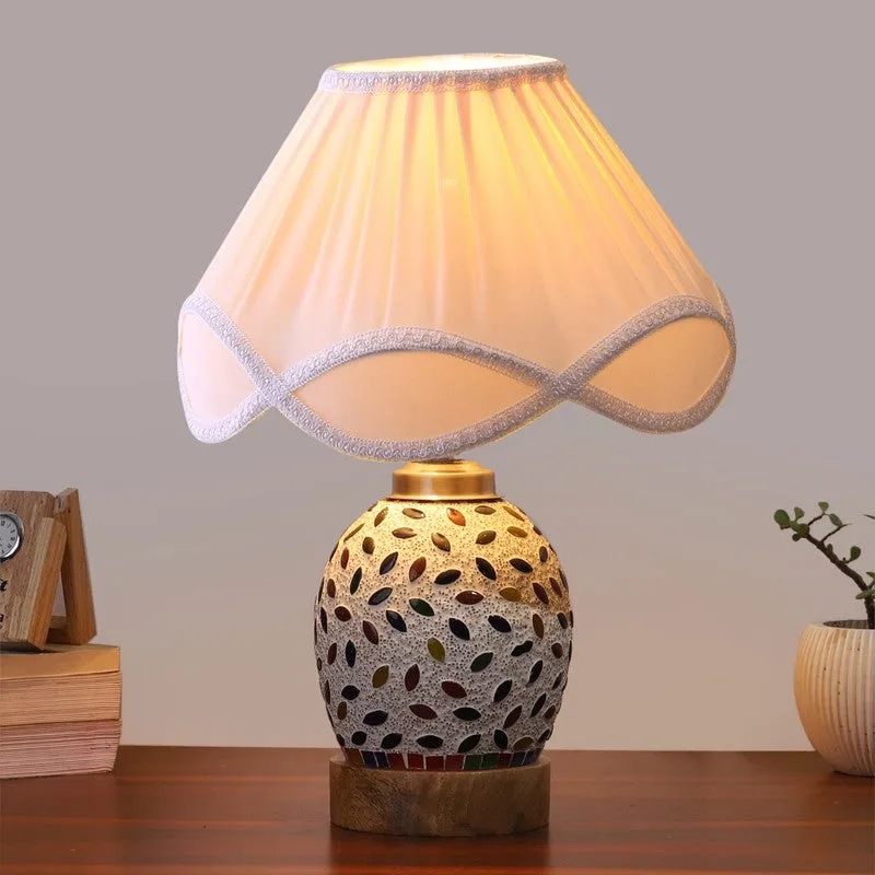 Elyra Arc Pleated Wooden Table Lamp - Multicolor media 3