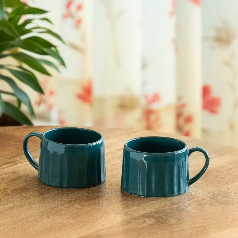 Aqua Ceramic Coffee Mug (250 mL Each) - Set Of Two media 2