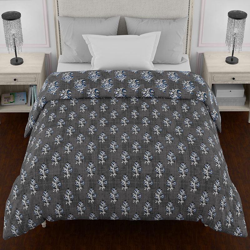 Yasti Reversible Ethnic Cotton Comforter (Grey & White) - 150 GSM media 5