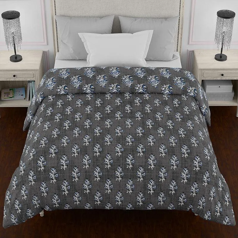Yasti Reversible Ethnic Cotton Comforter (Grey & White) - 150 GSM media 5
