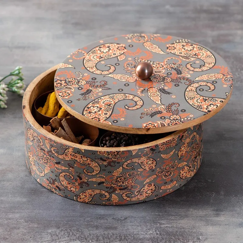 Naturix Teak Wood Round Masala Box - Three Piece Set media 3