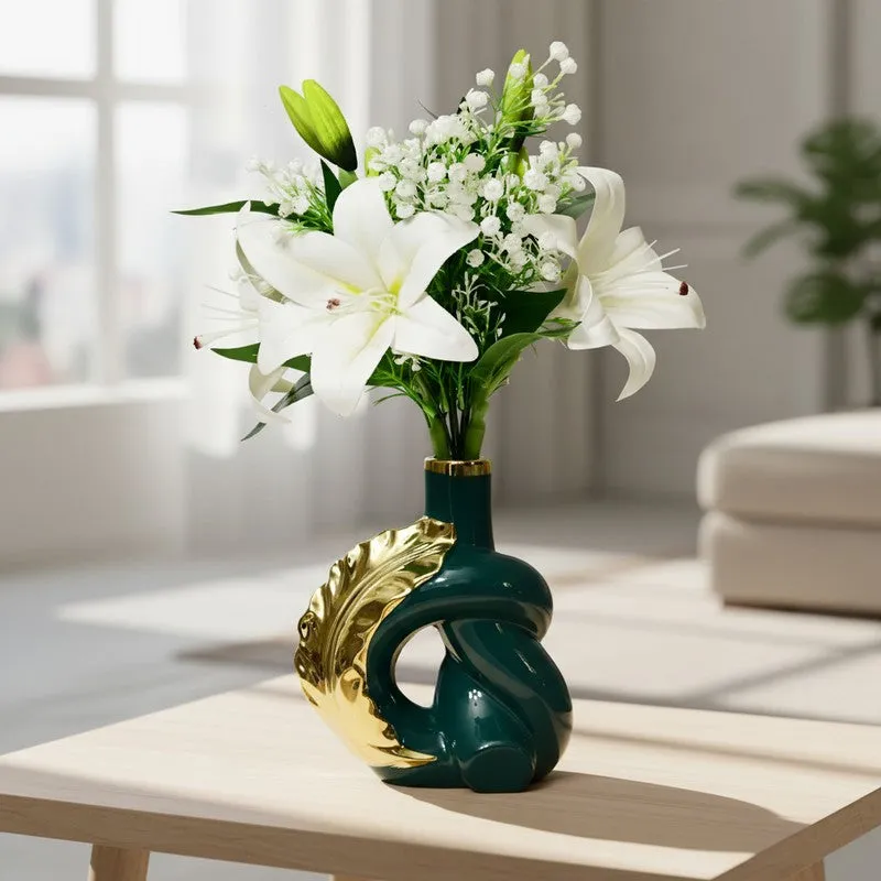 Elvion Modern Sculpted Art Vase - Green media 1