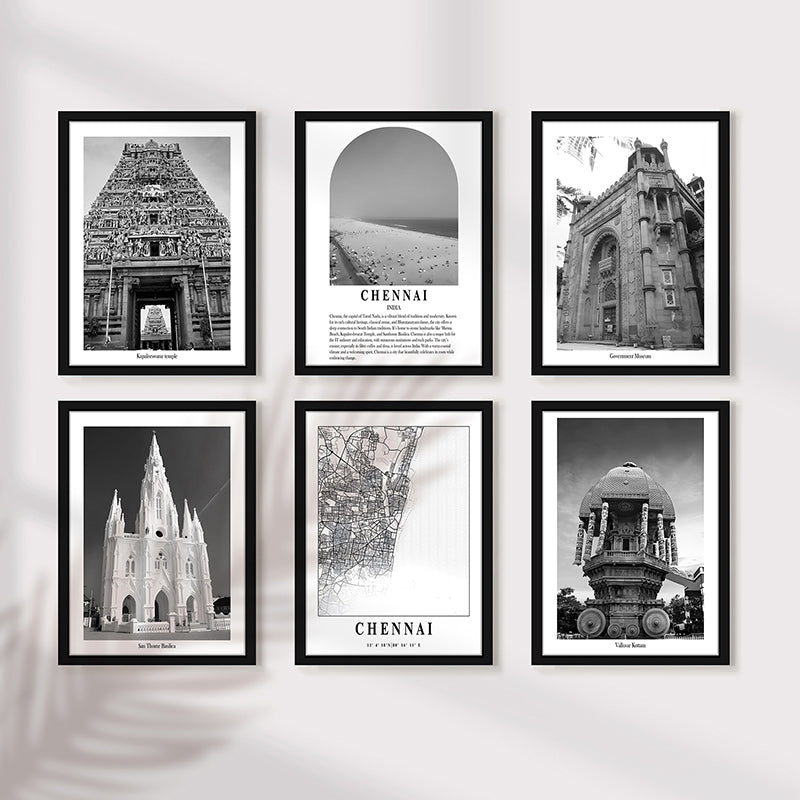 Monochrome Monuments II Wall Art With Frame - Set Of Six media 6