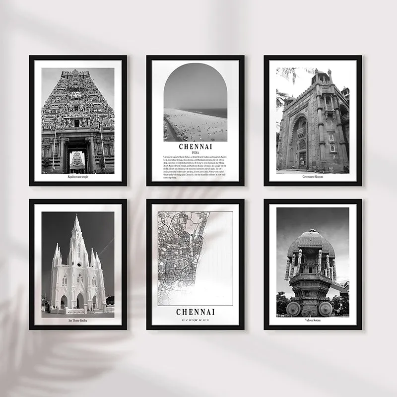 Monochrome Monuments II Wall Art With Frame - Set Of Six media 6