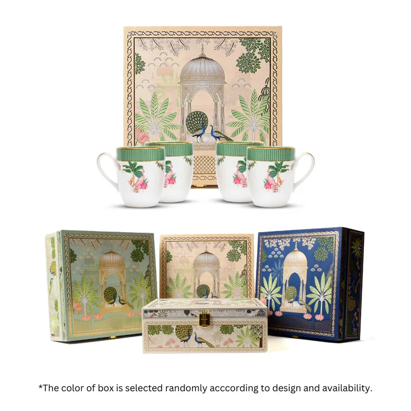 Gilded Mayura Coupe 24k Gold Brushed Porcelain Coffee Mug(280 mL Each) - Set Of Four media 7