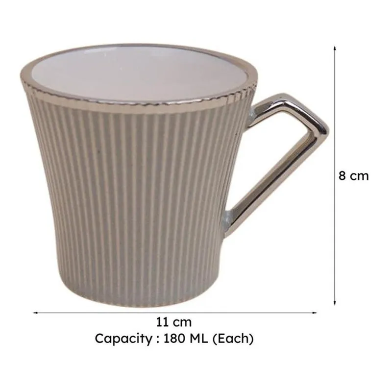 Thira Porcelain Tea Cup (180 mL Each/Grey) - Set of Six media 8