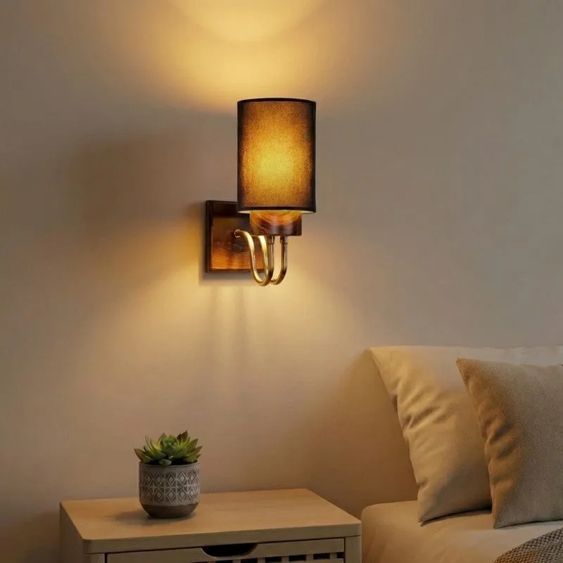 Gilded Arch Cotton Wall Lamp - Black media 1
