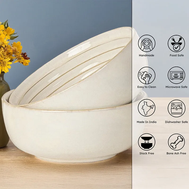 Lilyvein Porcelain Serving Bowl (Ivory/1000 mL) - Set Of Two media 3