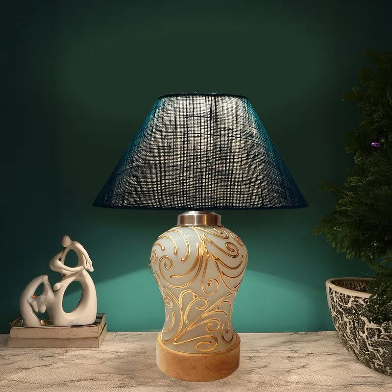 Lumithra Cotton & Wood Table Lamp - Blue media 1
