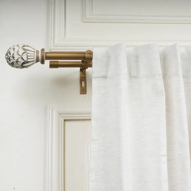 Amber Duo Extendable 1" Double Curtain Rod With Oval Finial & Brackets media 1