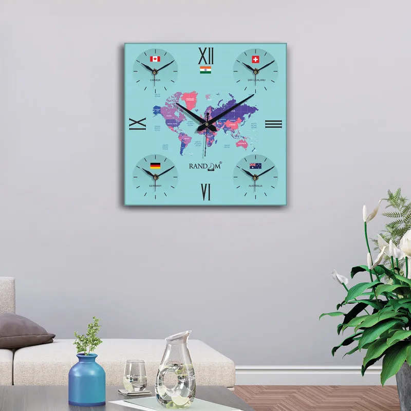 World Time Zone Wall Clock - Blue media 1
