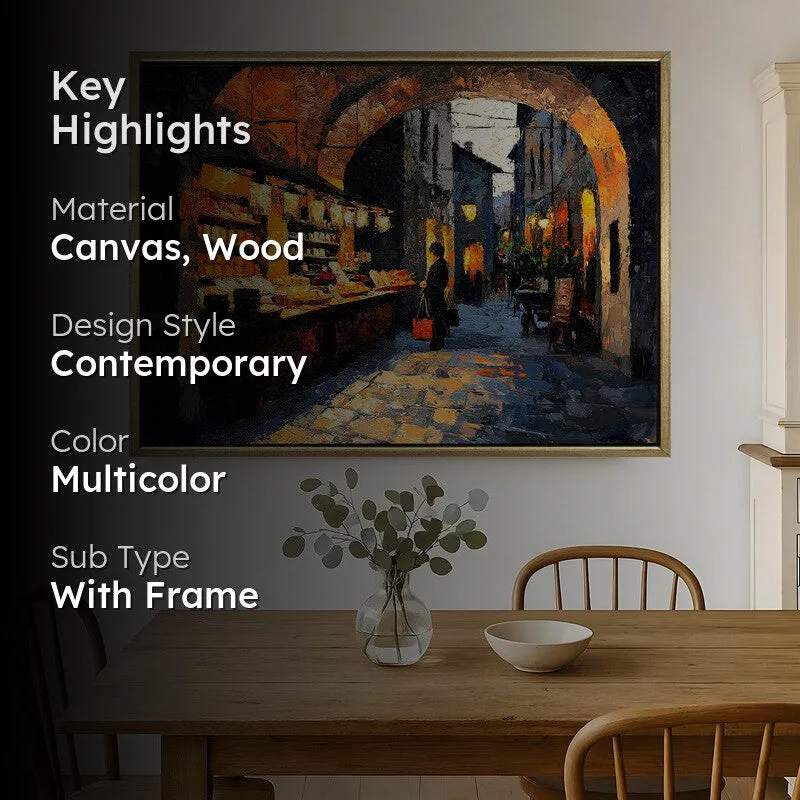 Ancient Alley Canvas Wall Painting With Frame media 2