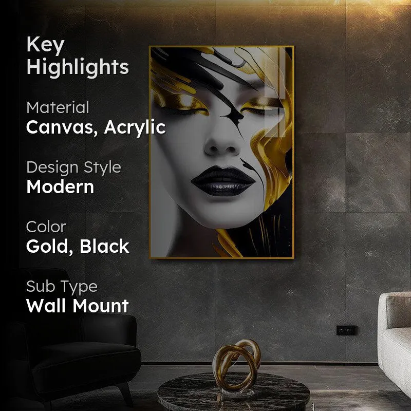 Veiled In Gold Modern Canvas Wall Art With Frame - Gold media 2