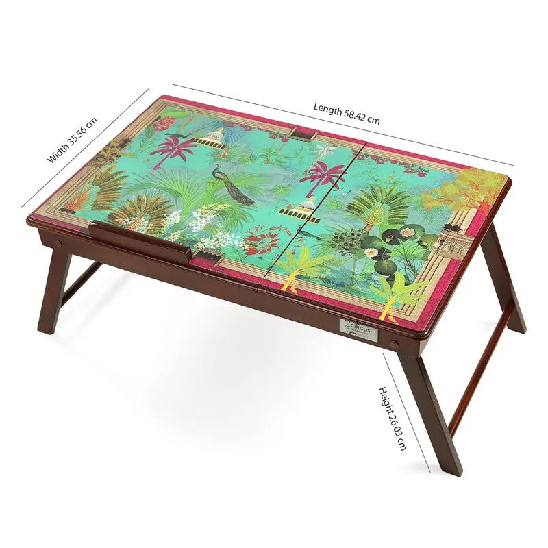 India Circus Peacock Multicolor Rectangle Teakwood Laptop Stand media 9