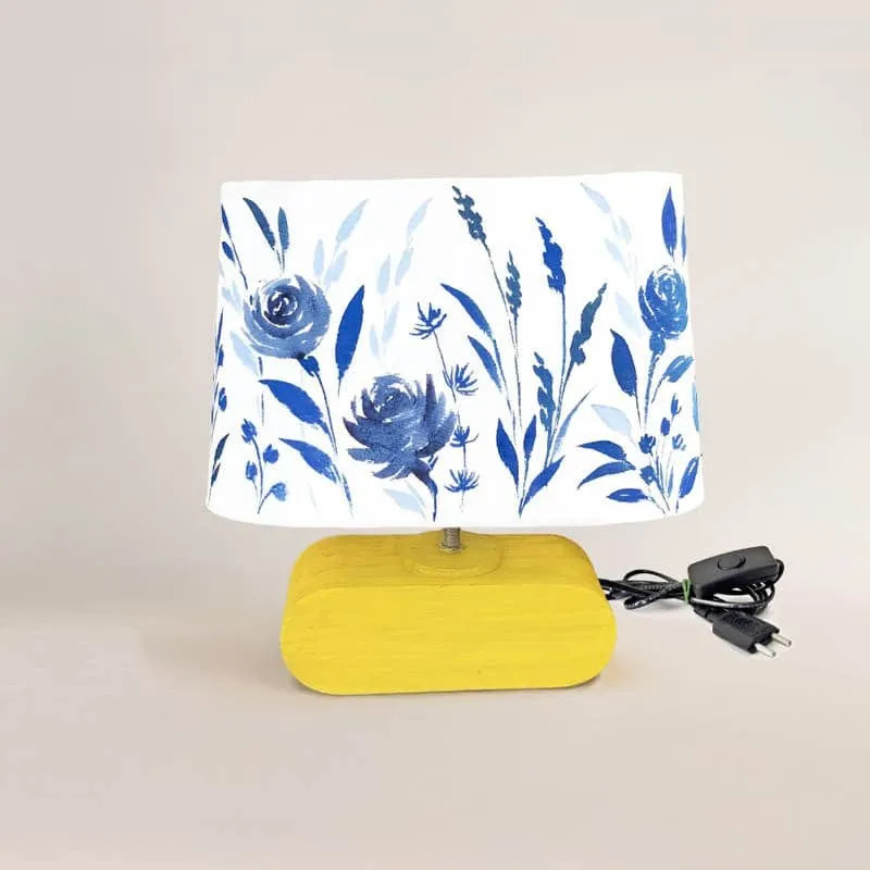 Indigo Bloom Glam Handpainted Fabric Table Lamp - Multicolor media 4