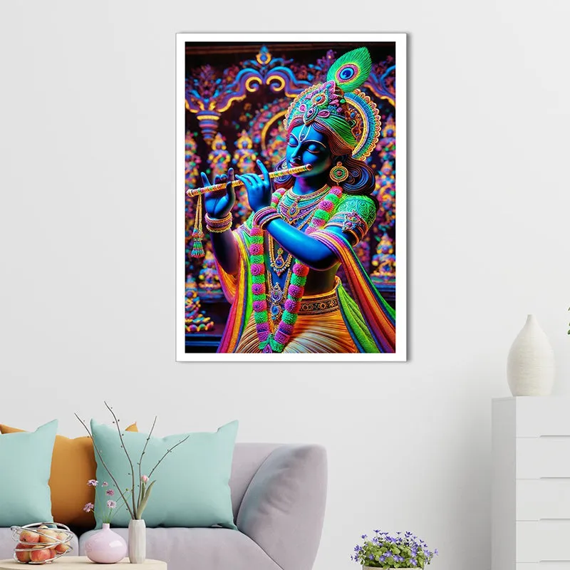 Cosmic Krishna Canvas Wall Painting media 5
